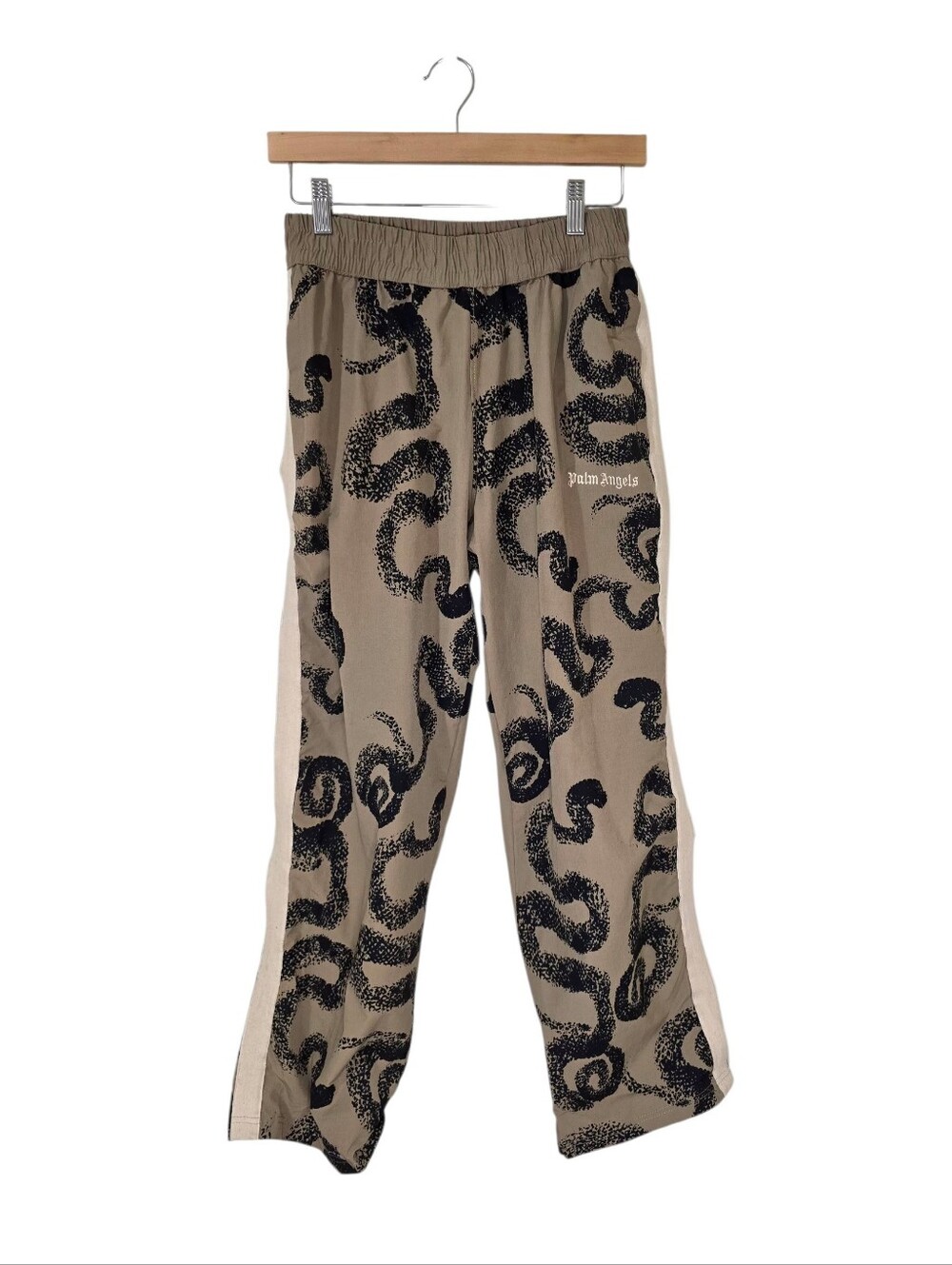 Palm Angels Snake Print Straight Leg Pants Khaki Unisex Small Streetwear